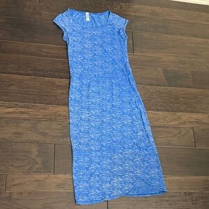 American Twist Dress Cap-sleeve Blue Heathered Midi Dress